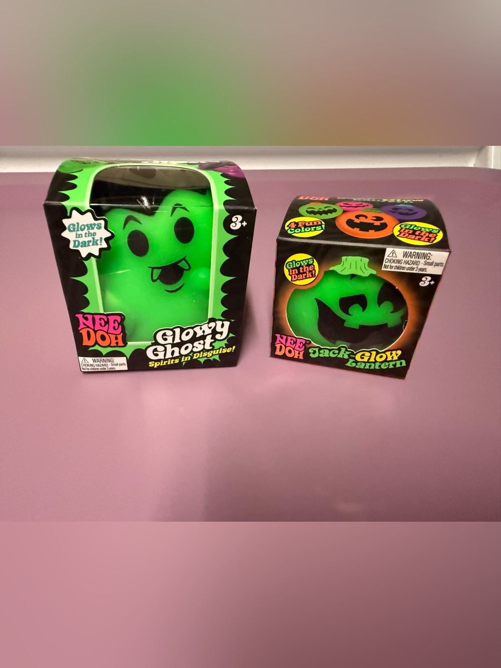Needoh Glowy Ghost & Jack-O-Lantern NIB